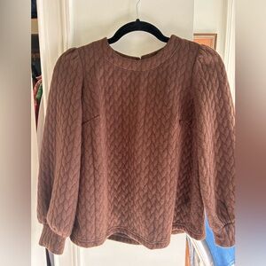 Crown & Ivy Brown Quilted Sweatshirt